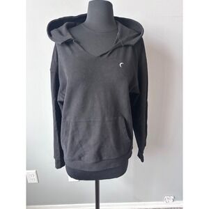ZYIA Active Black Pullover Hoodie V-Neck Drawstring‎ Pouch Pocket Loungewear